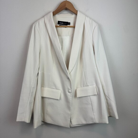 Studio by Torrid blazer jacket womens size 0 (XL) ivory 2 button career - Picture 1 of 9